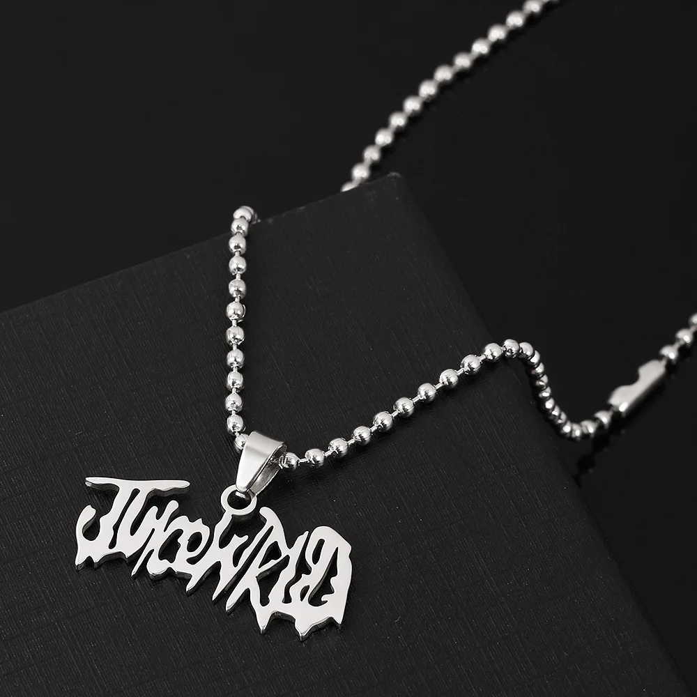 JUICE Wrld Pendant Necklace Singer Rapper Letter Name Chain Stainless Steel Necklace Fans Memorial Jewelry Gift femme Mujer