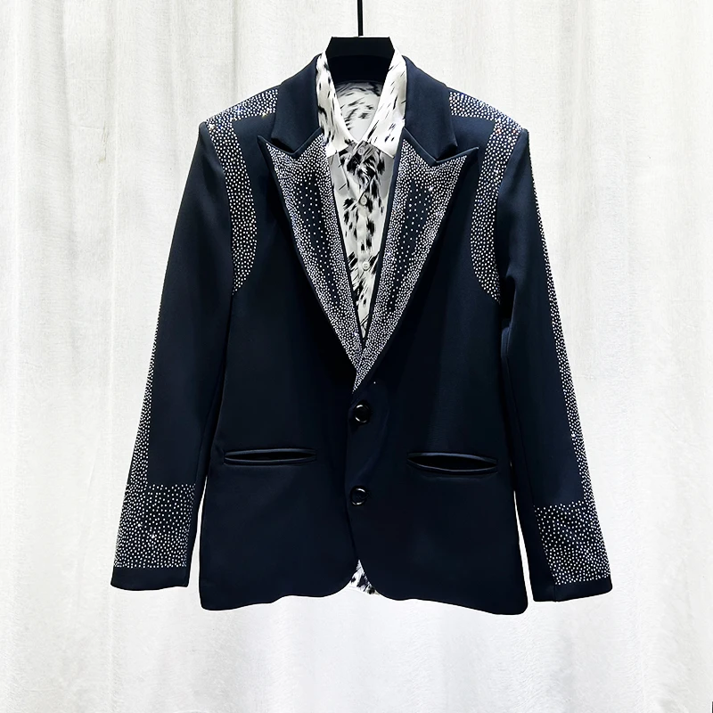 PFHQ Niche Design Men\'s Blazers Casual Hot Diamond Single Breasted Loose New Trendy Male Suit Jackets Autumn Fashion 21Z6579