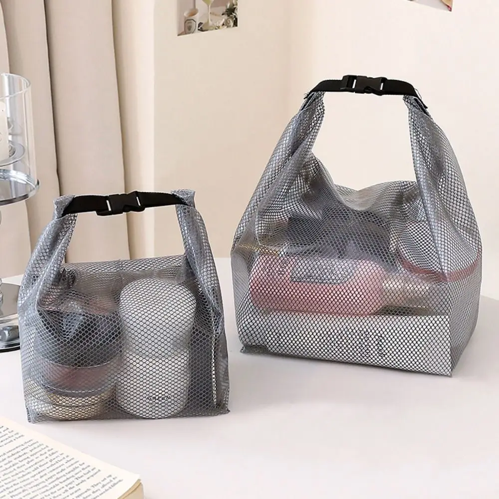 Simple Mesh Cosmetic Container Portable Handle Travel Toiletry Bag Water-resistant Large Capacity Lipstick Makeup Organizer Bath