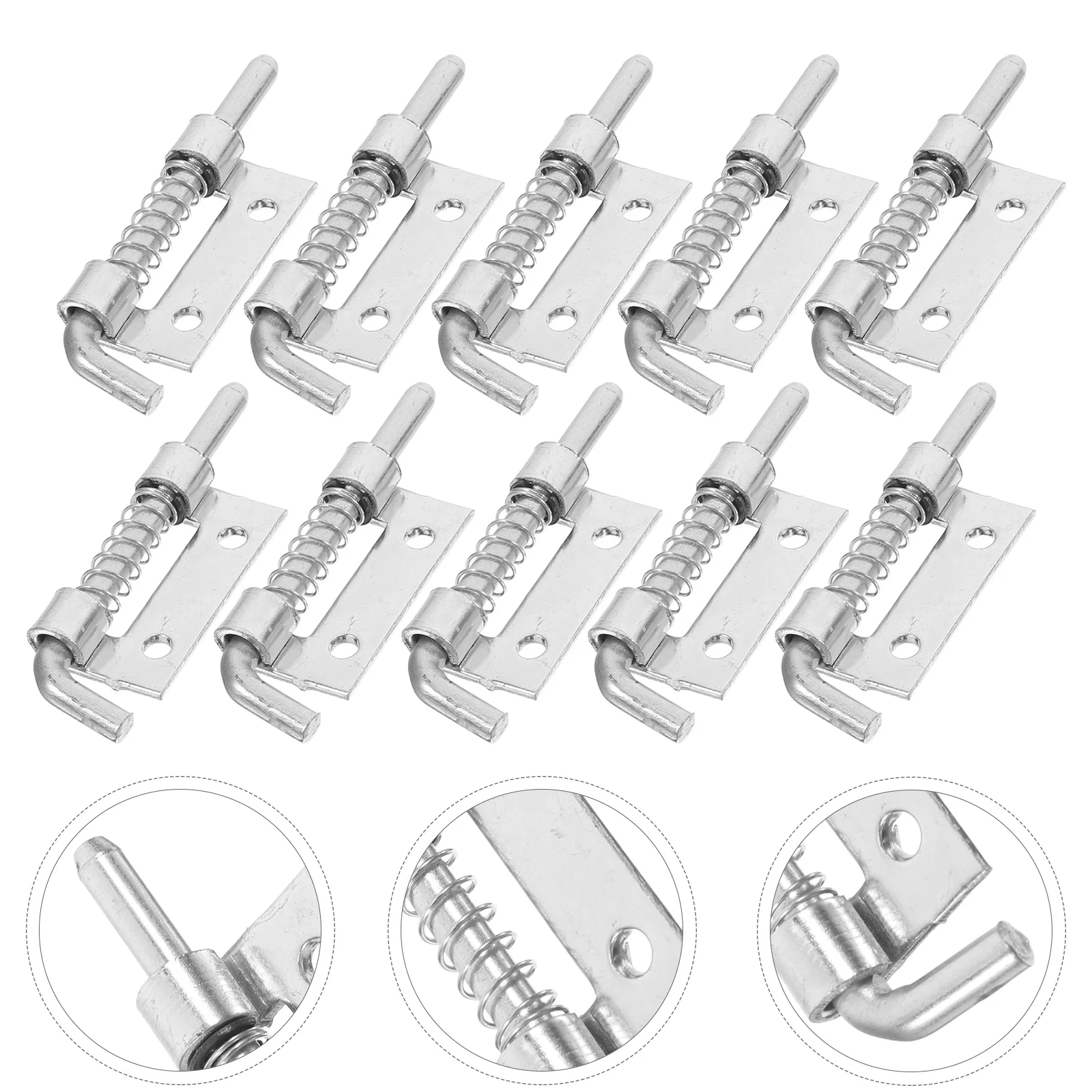 

10 Pcs Spring Loaded Latch Pin Bolts Barrel It Can Move Gate Hinges Galvanized Iron Flat