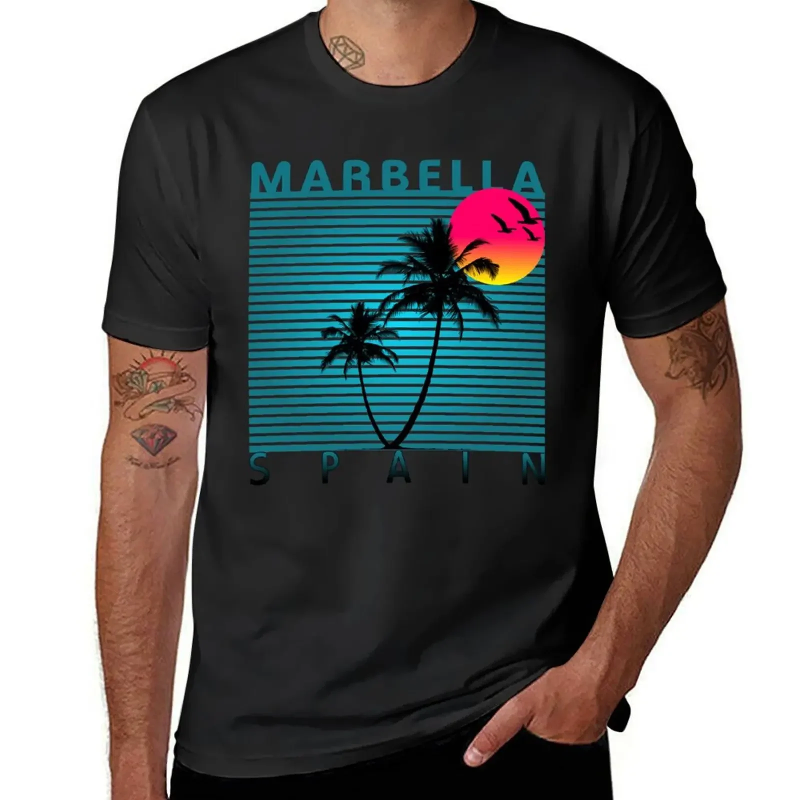 Marbella Spain Summer Beach Sun Vacations Souvenir tshirt T-Shirt Short sleeve tee summer 2025 men clothes