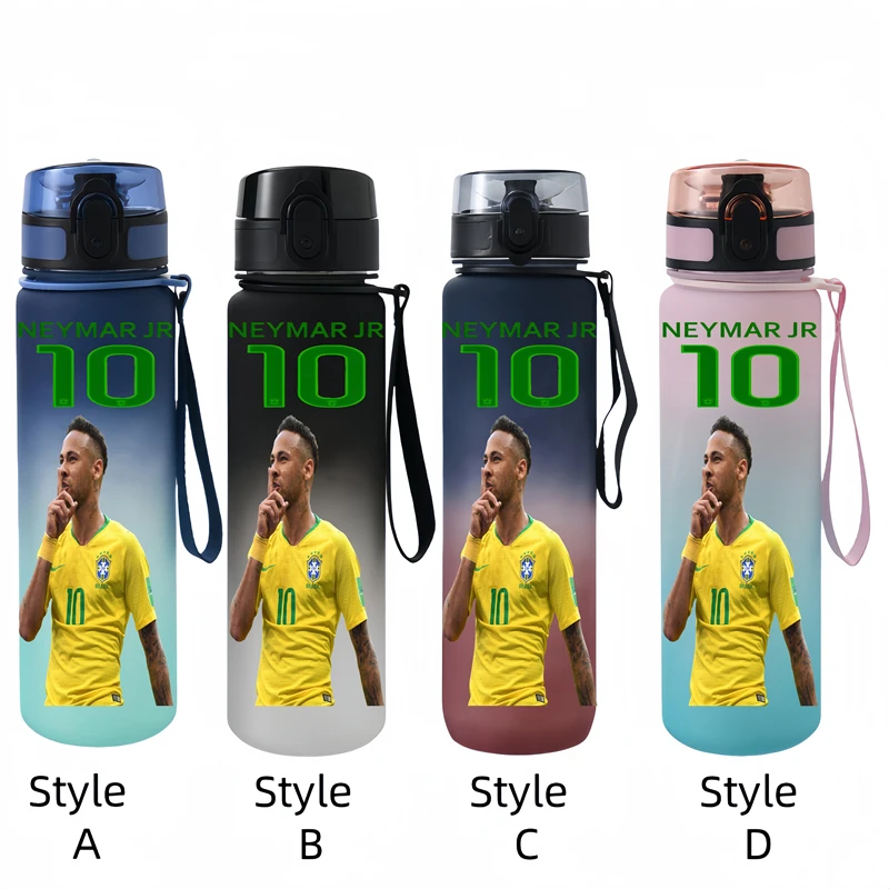 New 650ml Football Star Straw Cup Messi Neymar Portable Outdoor Large-capacity Sports Flip-top Anti-drip Drinking Water Bottle