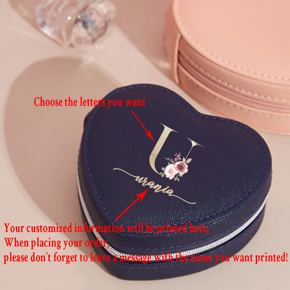 custom heart shaped jewellery organizer box leather jewellery box necklace ring earring storage heart shaped jewelry box