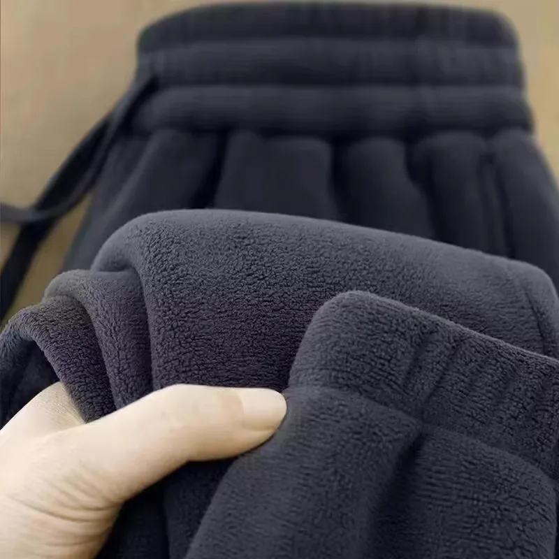 Pantaloni casual foderati Fce termici Loing Fce bifacciali da uomo Pantaloni lunghi autunno inverno di colore puro Comodo maglione...