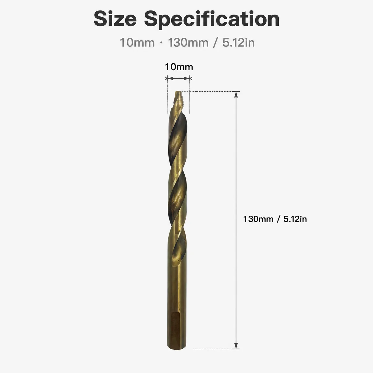 10mm Titanium Coated HSS Twist Drill Bit, Straight Shank Sharp Tip for Iron Plate, Wood, Plastic Multi-scenario Drilling Process