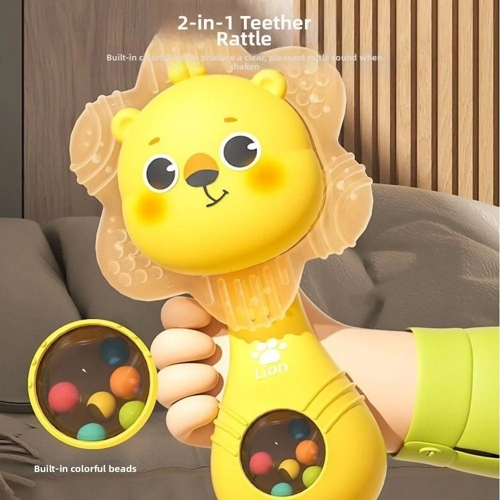 Plastic Music Teether Rattle Toy Interactive Chewable Sensory Music RattleToy Potable Soft Hand Cranked Bell Toys 0 12 Months