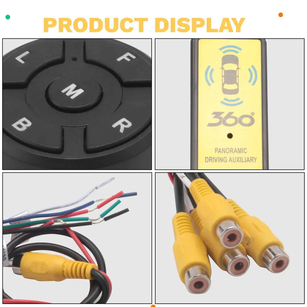 #73P Vehicle 360 Degree Camera  Converter,Car 360 Camera Video Reversing Switch Box Wireless Remote Control (black)