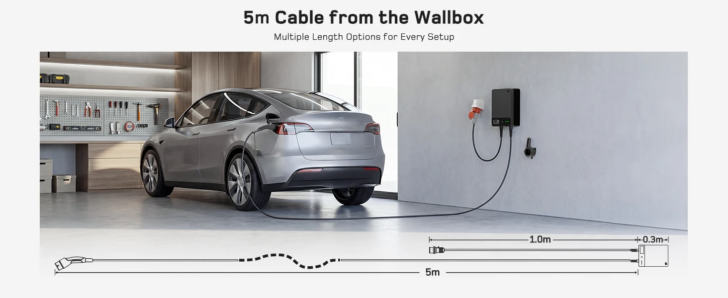 dé Wallbox Typ 2 11kW 16A 3-Phasen-Ladestation mit Tuya Smart App-Steuerung für Elektrofahrzeuge, 5m 7,5m 10m 12,5m 15m EV-Ladekabel – Detail 14
