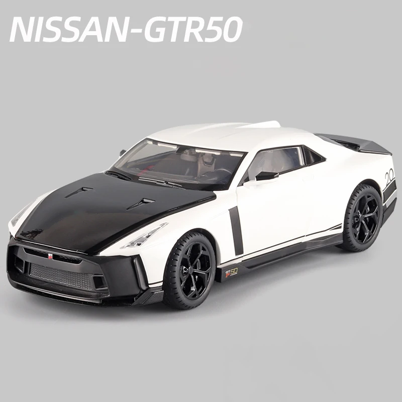 1:18 Nissan GTR50 Supercar Alloy Car Model Diecast Toy Vehicle High Simitation Cars Toys For Children Kids Xmas Gifts