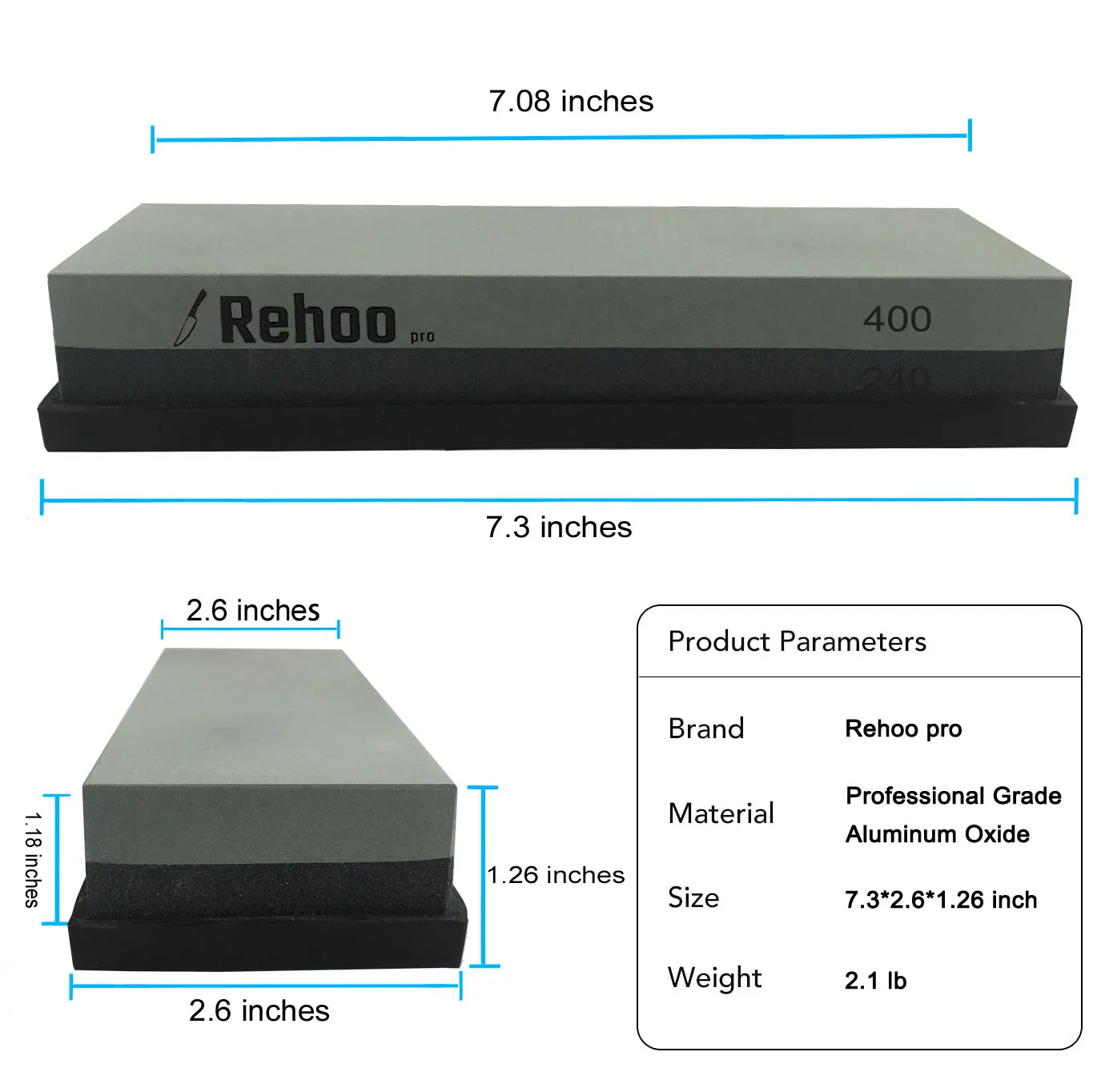 Rehoo Double-sided Whetstone 240/400 Mesh + Non-slip Rubber Pad, Chef Wet Stone For Knives, Blades, Waterstone, Kitchen Gadgets