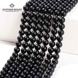 7A Quality Natural Frost Black Agate Bead Round Loose Spacer Onyx Bead For Jewelry Making Diy Necklace Bracelet Accessory 15