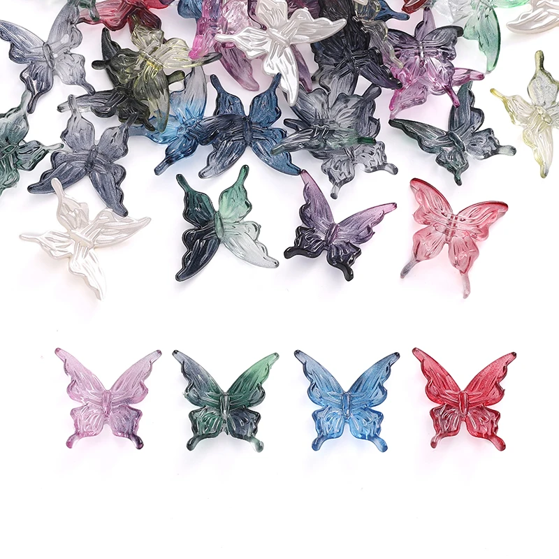 

20Pcs Acrylic Transparent Gradient Color Butterfly Beads Charms For Jewelry Making Handmade Bracelet Phone Chain DIY Accessories