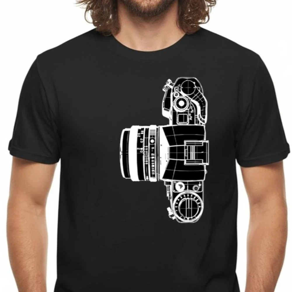 Vintage Camera T-Shirt Photographer Gift Photography Shirt Minimalist Design Cotton Unisex Tee Graphic T Shirts Men Clothing Top