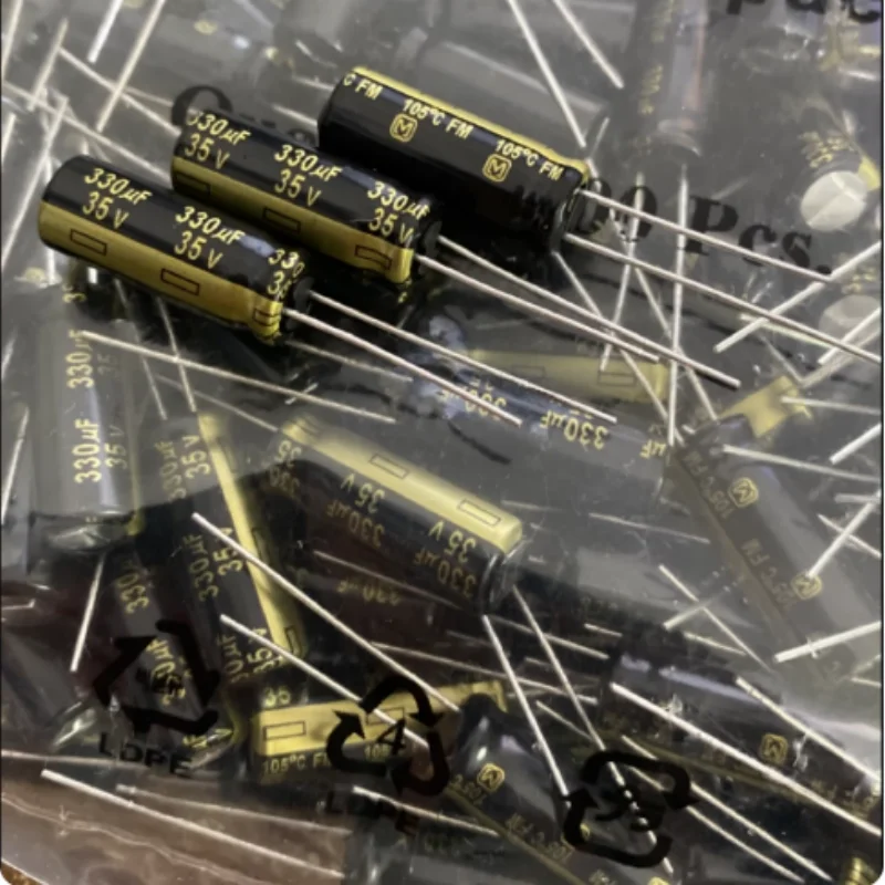 10PCS-100PCS  330UF 35V fever capacitor 35V330UF 8 * 20 FM high-frequency ultra-low impedance