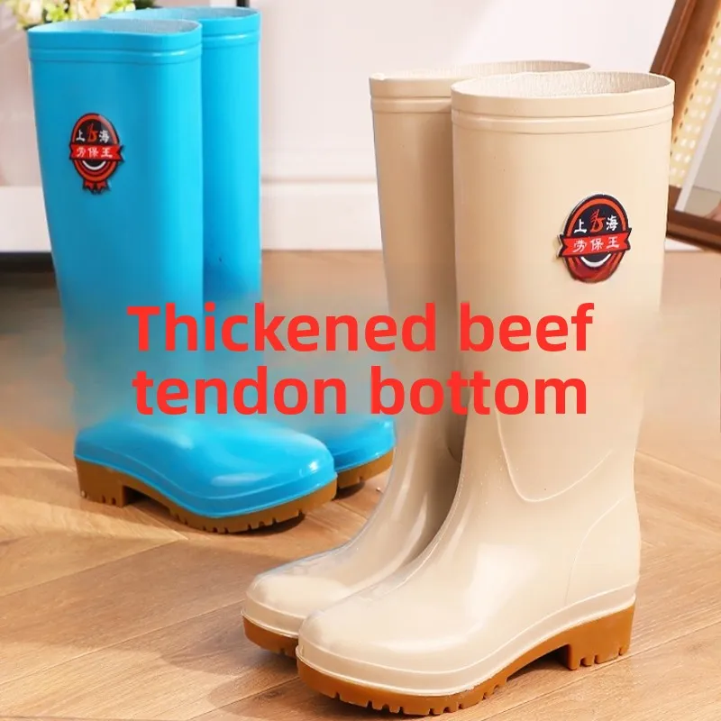 

Large Size Women's High-Tube Rain Boots Anti-Slip Ox Sole Kitchen Waterproof Work Rubber oes Wear-Resistant Water oes