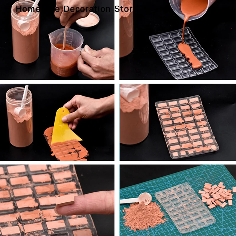 【TG】1Pc Mini Brick Mold Sand Table Building Making Silicone Mold Cement Model Brick Small House Handmade Diy Home Decoration