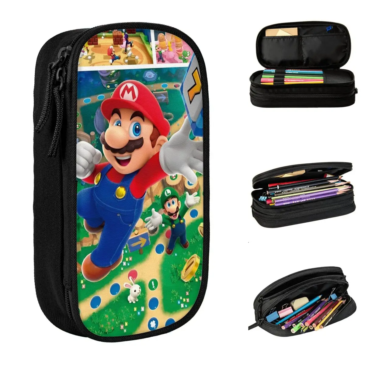 Cute Super Mario Bros Cartoon Game Pencil Case Anime Pencilcases Pen Student Large Storage Bag School Supplies Zipper Stationery