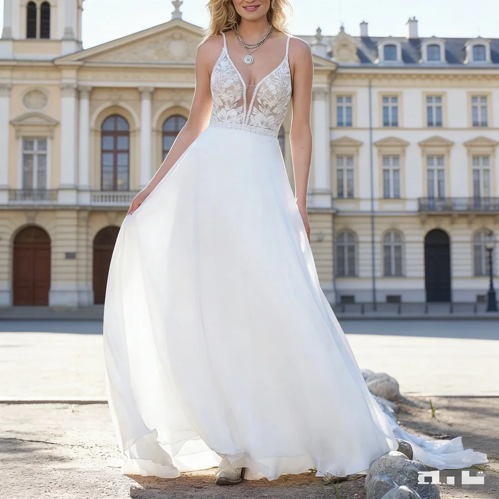 

Customized New In Elegant Long Wedding Dresses Spaghetti Strap V-Neck Brides Dress Women Vestidos De Novias Gowns 2026