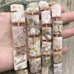 Rectangle Shape Natural Blossom Cherry Agates Gems Stone Slice Pendant Beads For DIY Jewelry Making MY220712