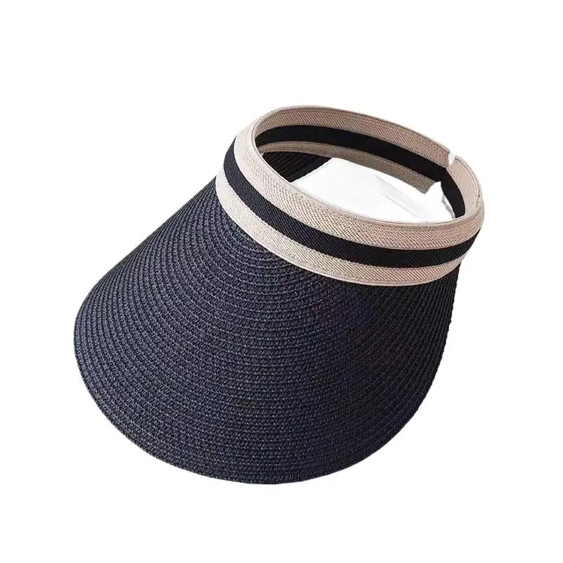 Women Open Top Straw Hat Raffia Wide Brim UV Protective Hat for Spring Summer Travel Fashion