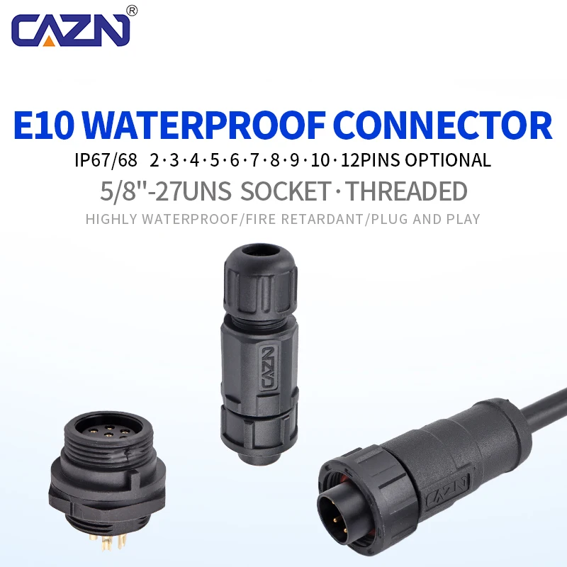 Waterproof Threaded Panel Mount Low MOQ 2-12 Pin Male Female E10 Solder PCB Socket Receptacle for Industrial Control Cabinet