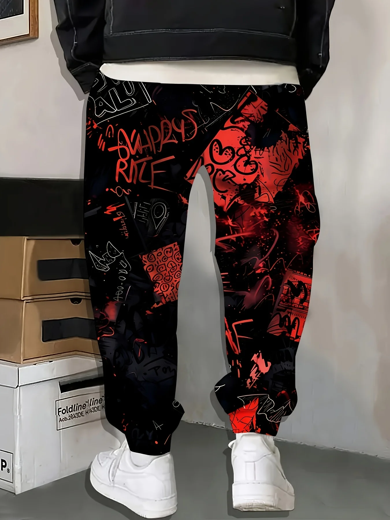 بنطال رياضي كازال 2025 للرجال مطبوع عليه جرافيتي سروال ركض بقصة ضيقة سروال صالة غير رسمي مع جيوب ملابس خروج للخريف والشتاء #2