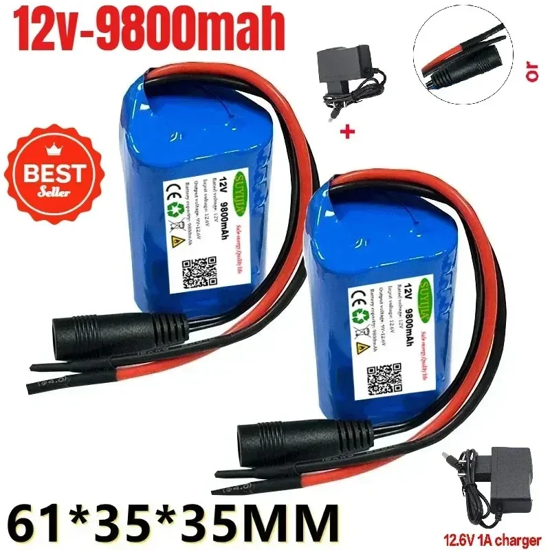 18650 12V 3S1P 9800mAh Battery 18650 Lithium-ion Battery Pack with BMS for Backup Power Supply CCTV Cameras+12.6V 1A Charher