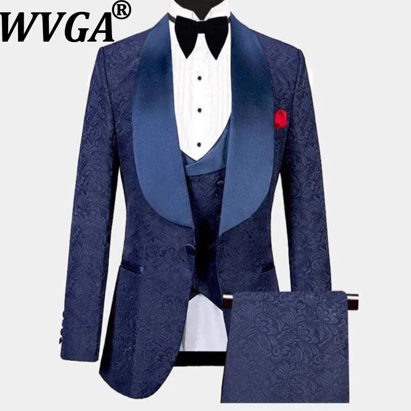 

WVGA Men's Suits Spring Autumn Stylish Patterned Trendy Vest Blazer Niche Chic Casual Straight Pants Three-Piece Sets Ins W22285