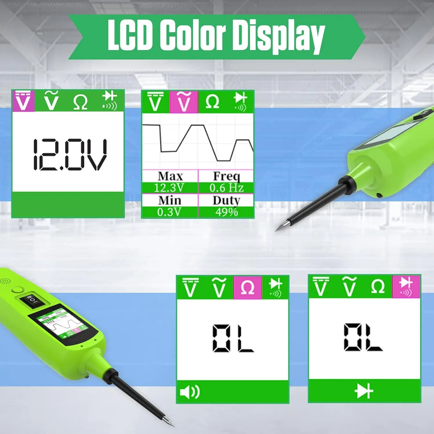 Kit sonda tester circuito automobilistico, tester di tensione 12V 24V con torcia per test CA/CC, resistenza eodi