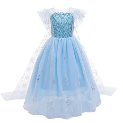 Fancy Snow Queen Elsa Anna Costume Girls Princess Dress Carnival Halloween Cosplay Party Birthday Dress for Girl Vesido 3-10 Yrs