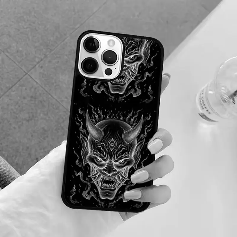 Japanese Hannya Mask Anime For iPhone Case 16 15 14 13 12 11 Pro XR XS Max 7 8 Plus Phone Anti-Drop Y2K Shockproof Cover