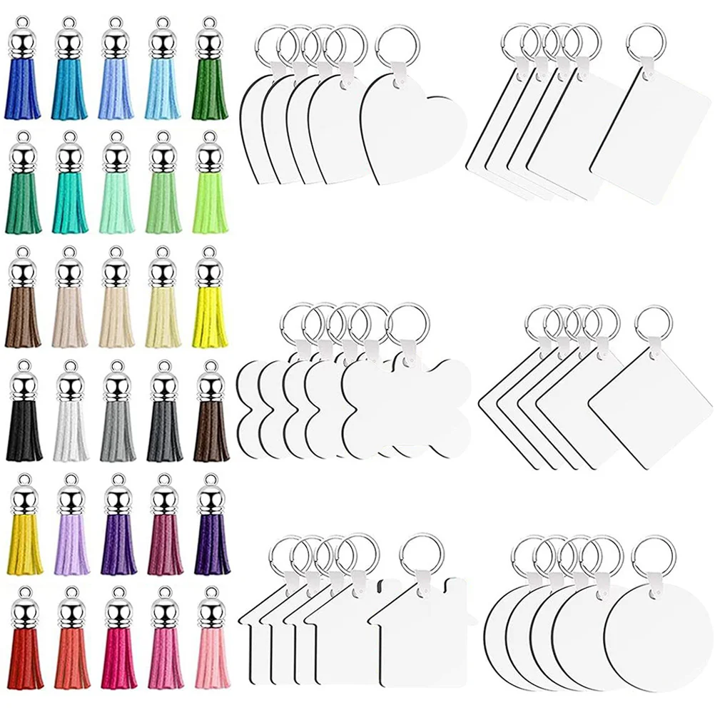 30 set Diy Sublimation Keychain Blank Heat Transfer Double Sided Decorative Pendant Craft Supply For Jewelry Making Handicraft