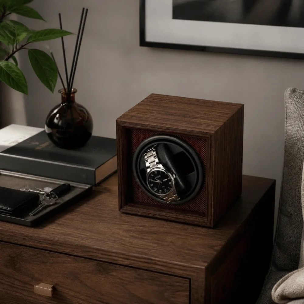 USB Power Automatic Watch Winder Mute Motor Fully Automatic Rotating Watch Box Wooden Case Single Position