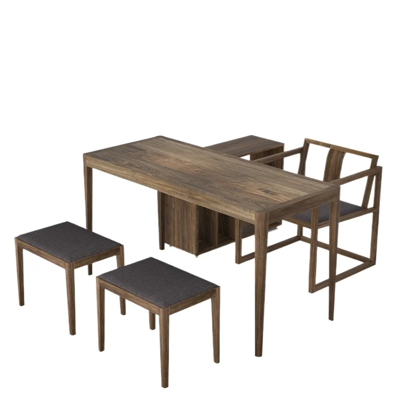 CX Solid Wood Tea Table Modern and Minimalist New Chinese Home Tea Room Long Bench and Chair Combination