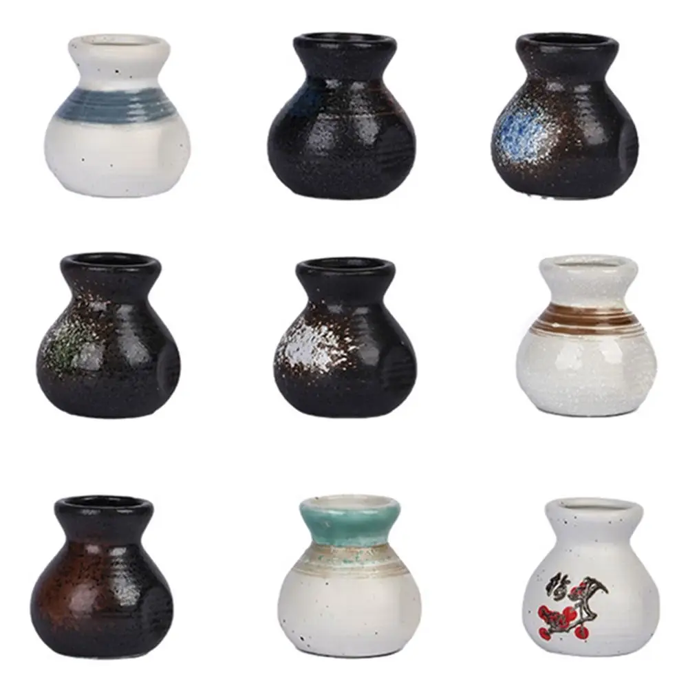 Japanese Style Ceramic Toothpick Holder Retro Simple Toothpick Dispenser Box Mini Small Vases Decor Cotton Swab Storage Jar Home