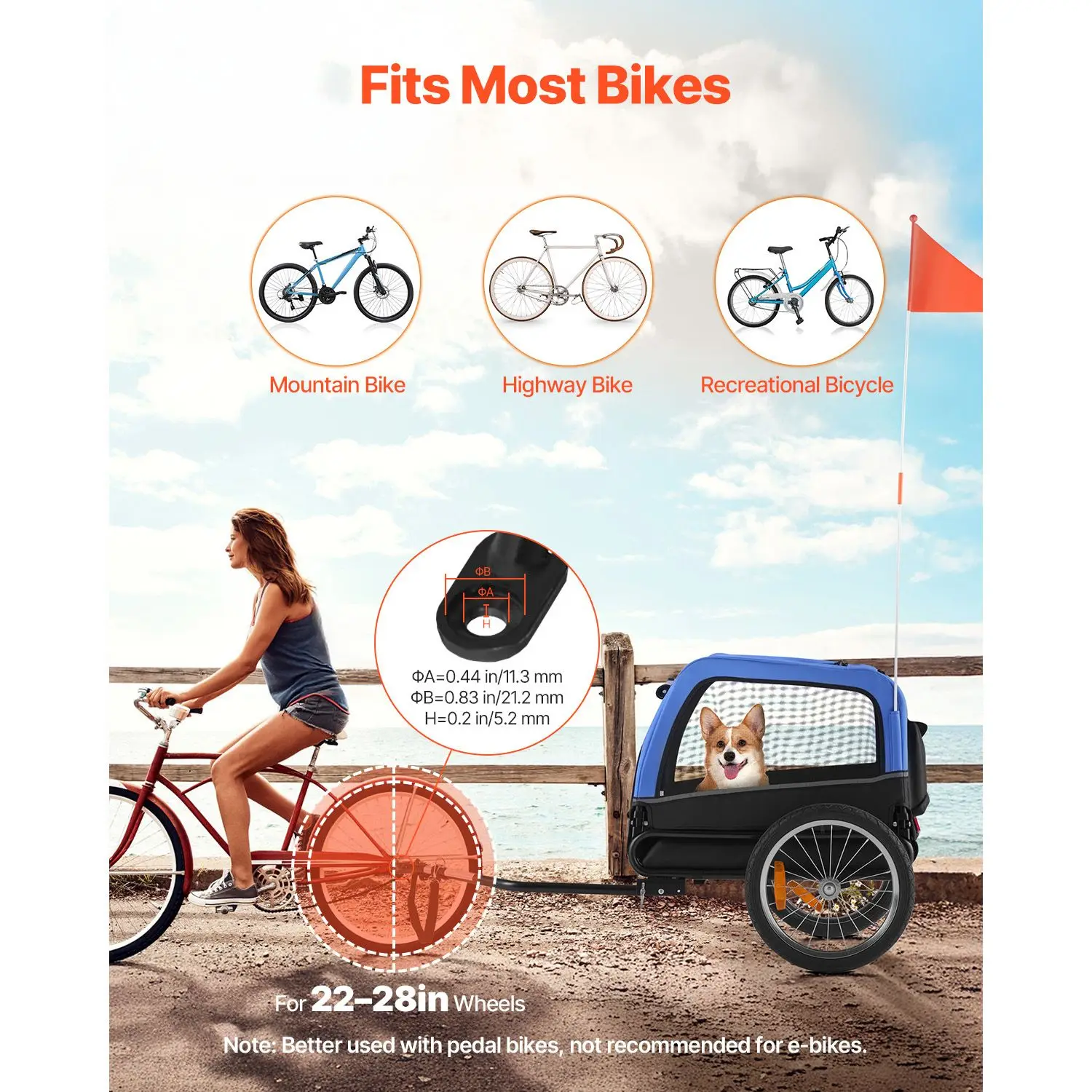 Dog Bike Trailer, Supports up to 66 lbs, Pet Cart Bicycle Carrier for Small & Medium, Easy Folding Frame with Quick Release