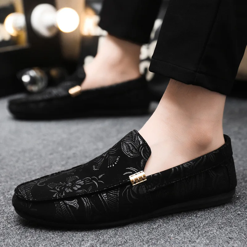 Rubber dancing shoes New Men's Casual Shoes Trendy Chinese-inspired Loafer-style Slip-ons Retro Green Casual Footwear