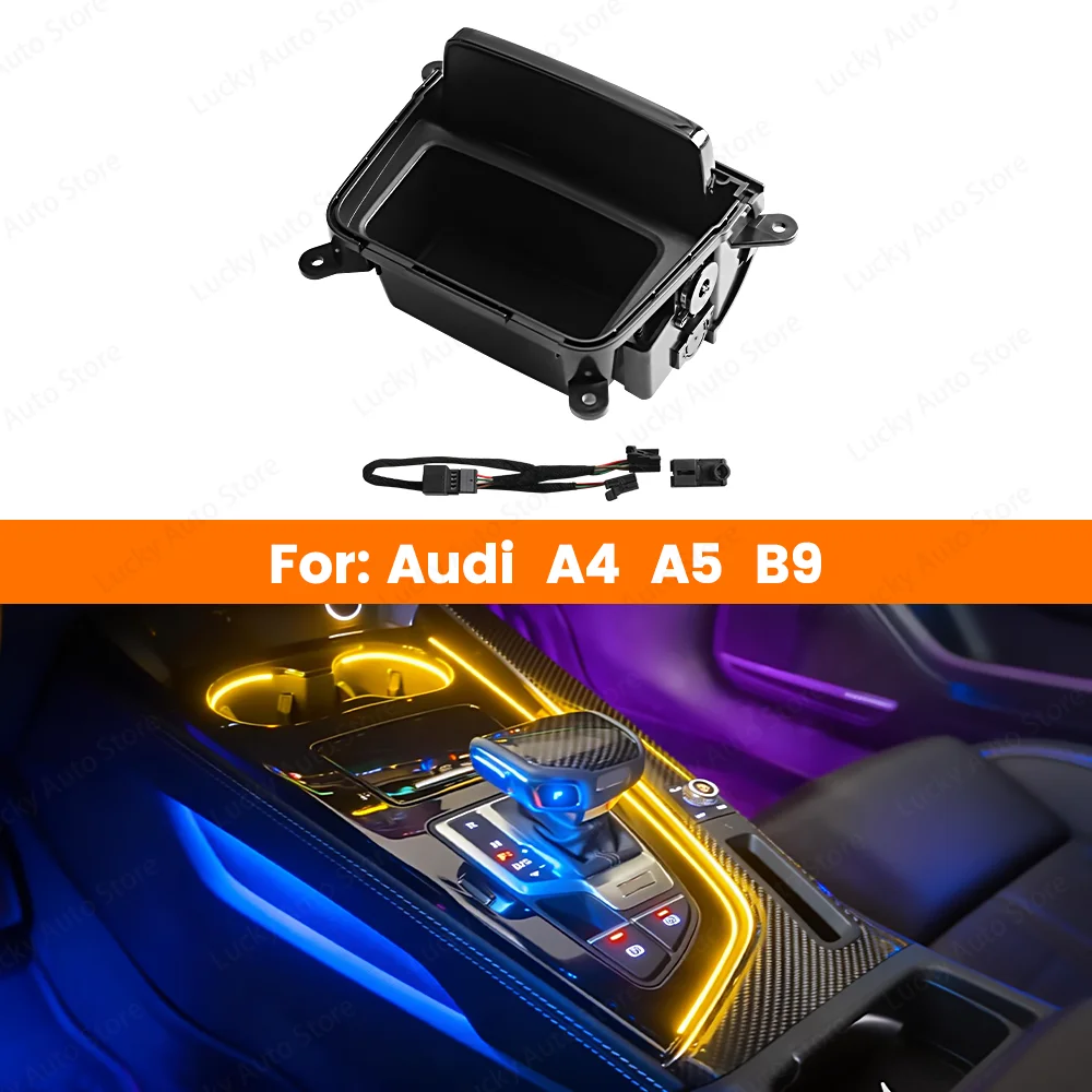 

LED 30-32 Color Ambient Light The Central Control Panel Lights Up And Black The Storage Box For Audi A4 A5 B9 2017-2023 Car