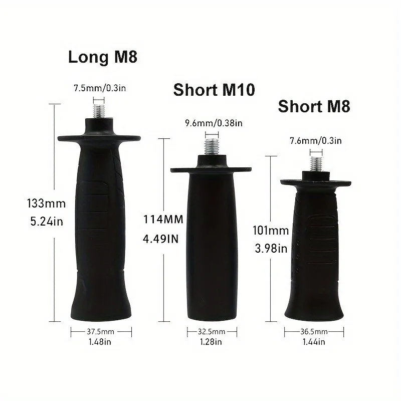 2pcs Handle,8mm/10mm Thread Side Handle Replacement,M8 M10 Thread Auxiliary Side Handle，Polishing Machine Front Handle Accessory