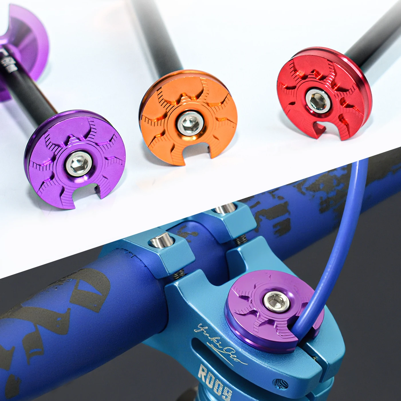 KRSEC Aluminum Alloy MTB Mountain Bike Headset Stem Cap Fork Lifting Core 15cm or 20cm, High Strength Bowl Set Cover, 6 Colors