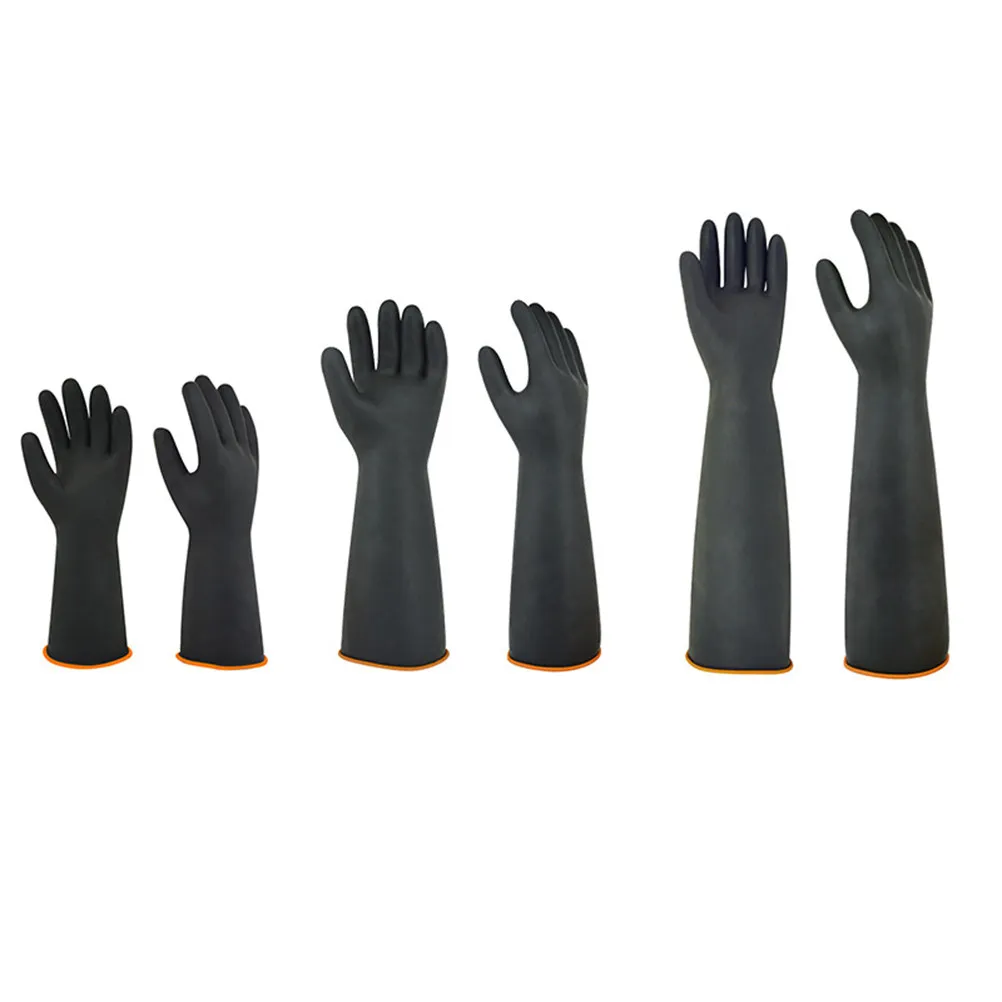 

1Pair Industrial Rubber Gloves Black 35Cm Extended Tear-Resistant Oil and Dirt Resistant Protective Gloves for Cleaning Car