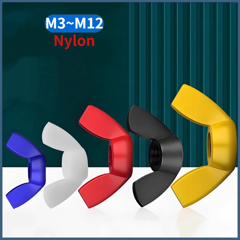 Beicai M3 M4 M5 M6 M8 M10 M12 Black / White / Red / Yellow / Blue Nylon Plastic Wing Nuts For Nylon Screws Bolts