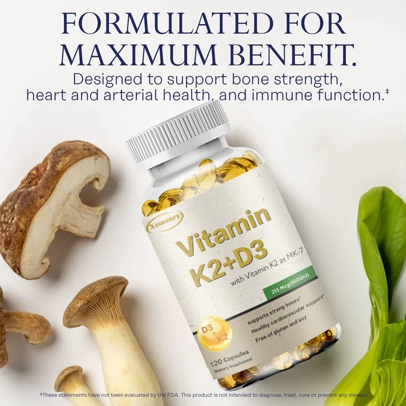 Vitamin K2 D3 Supplement Multivitamin To Boost Immunity and Support Healthy Teeth, Bones, Heart and Joints 120 Capsules