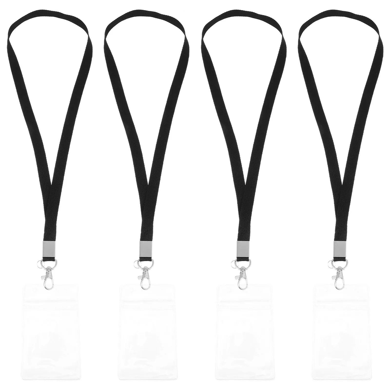 4Sets High-Grade PVC Waterproof Id Cards Holder Lanyard Double-Sided Badge Card Cover for Work School Office Bus Cards Secure