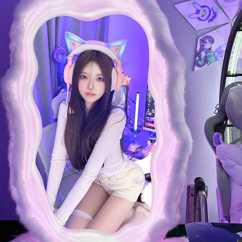 11Internet Celebrity Rabbit Full Mirror Luminous Floor Mirror Wave Girls Home Fitting Cute Oversized Modern..