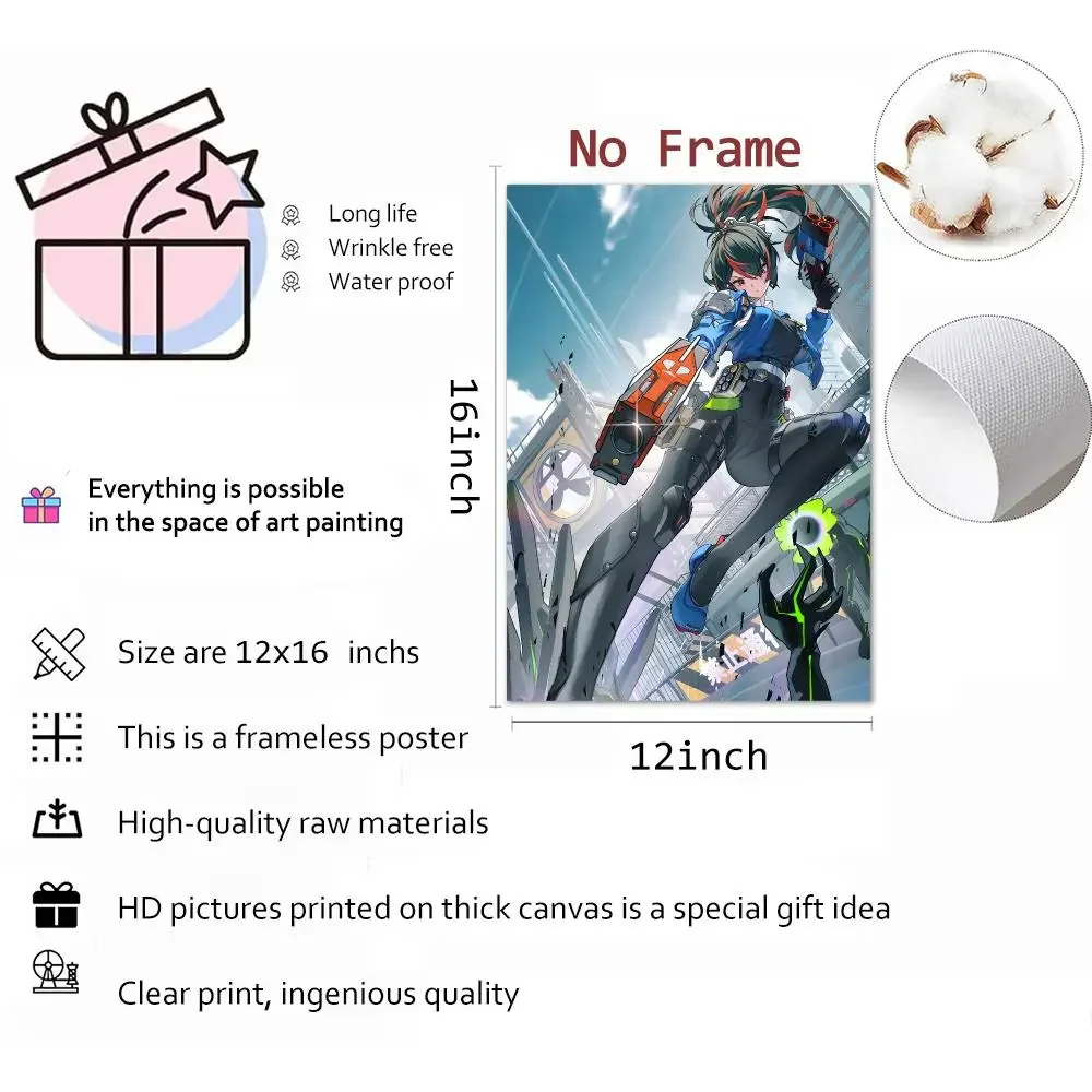 Game Courier Character Zenless Zone Zero Zhu Yuan Painting Calligraphy Canvas Wall Art Mural Living Room Canvas Decor Gifts