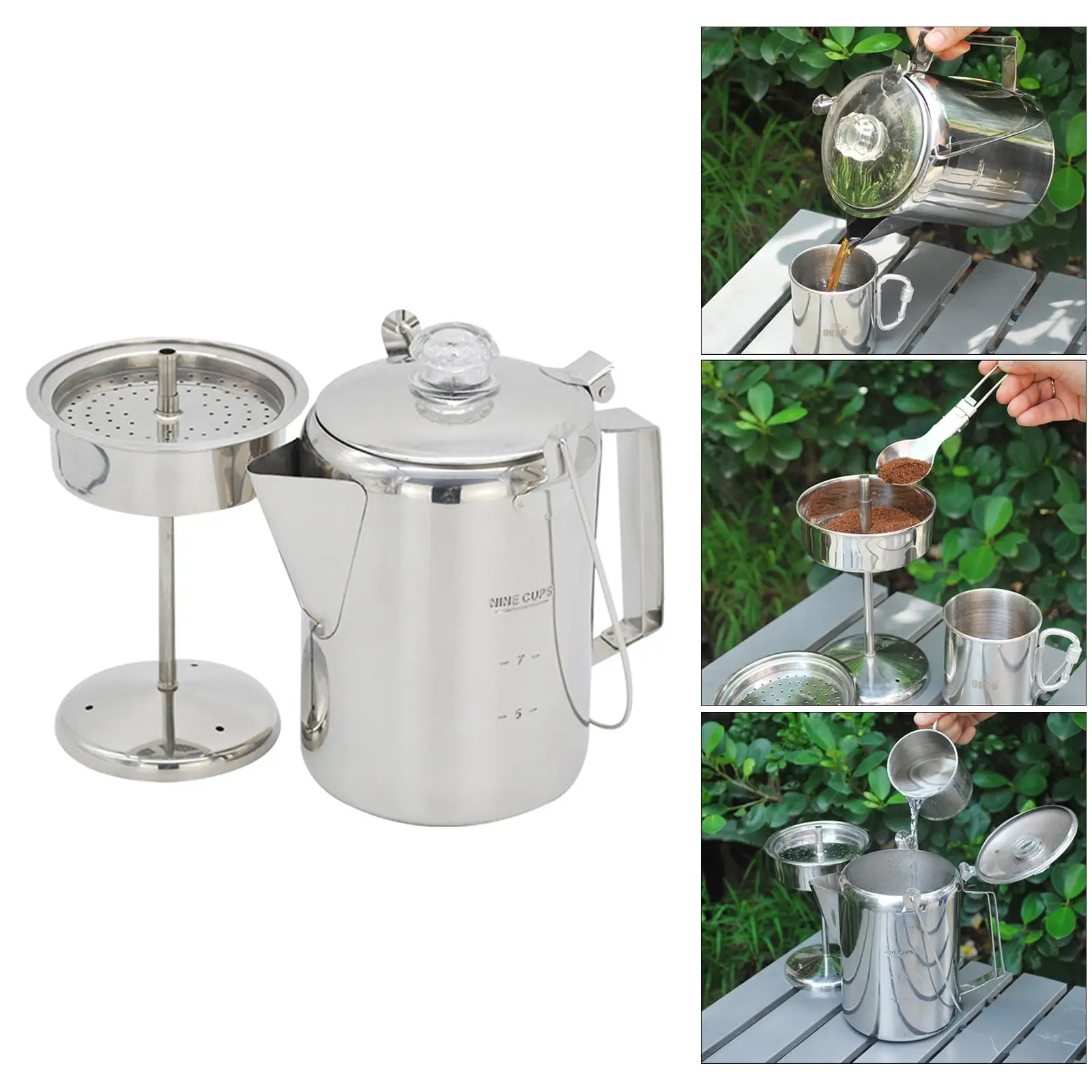 Portable Stainless Steel Camping Water Cup with Handles and Lid - Ideal for Outdoor Activities