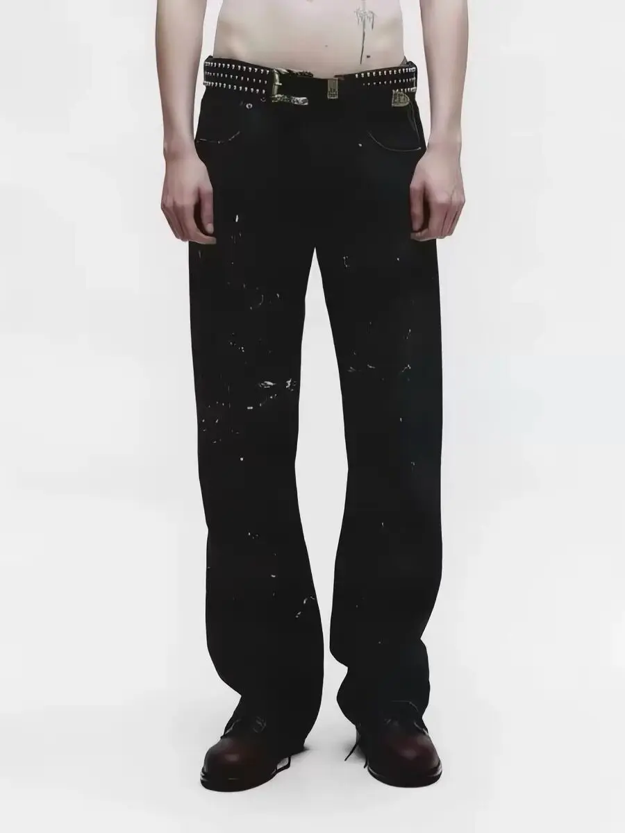 ER/D 25FW ink splashing old loose straight jeans