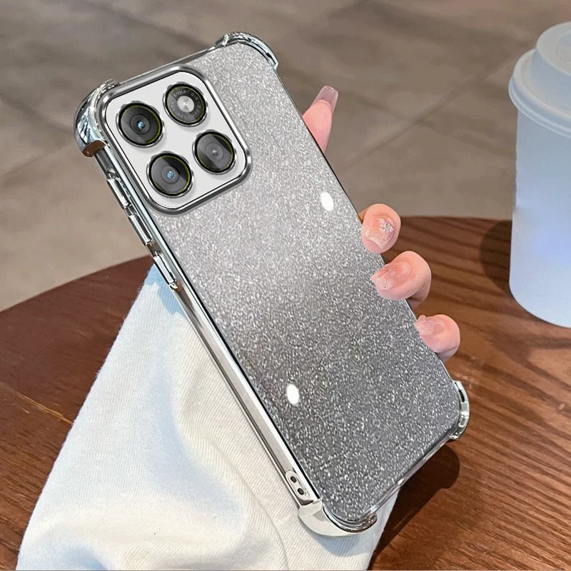 Glitter Plating Clear Protective Cover For Motorola Moto Edge 70 Fusion Fusion+ Case Flxebile TPU Four-corner Shockproof Fundas