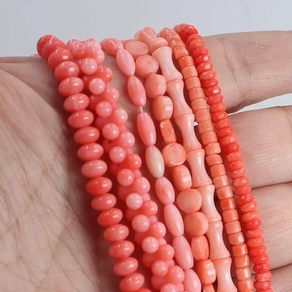 Wholesale Natural Real Pink Coral Fashion Loose Bead Isolation Spacer Beads For Jewelry Making DIY Bracelet Necklace 15\